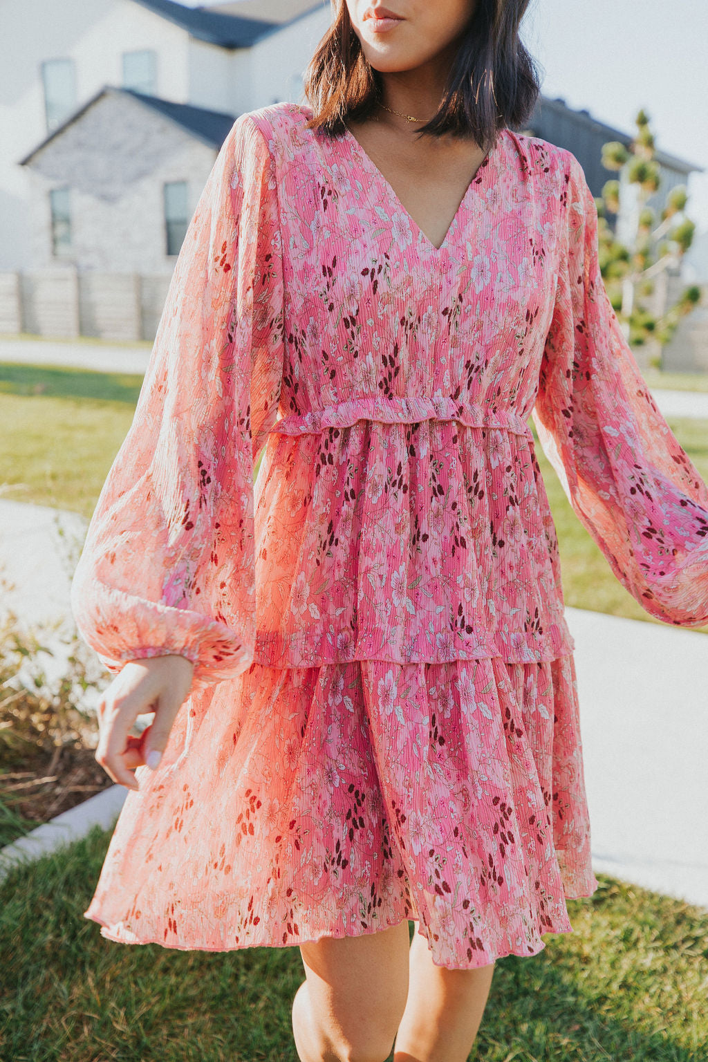 Feeling Fun Floral Bubble Sleeve Dress
