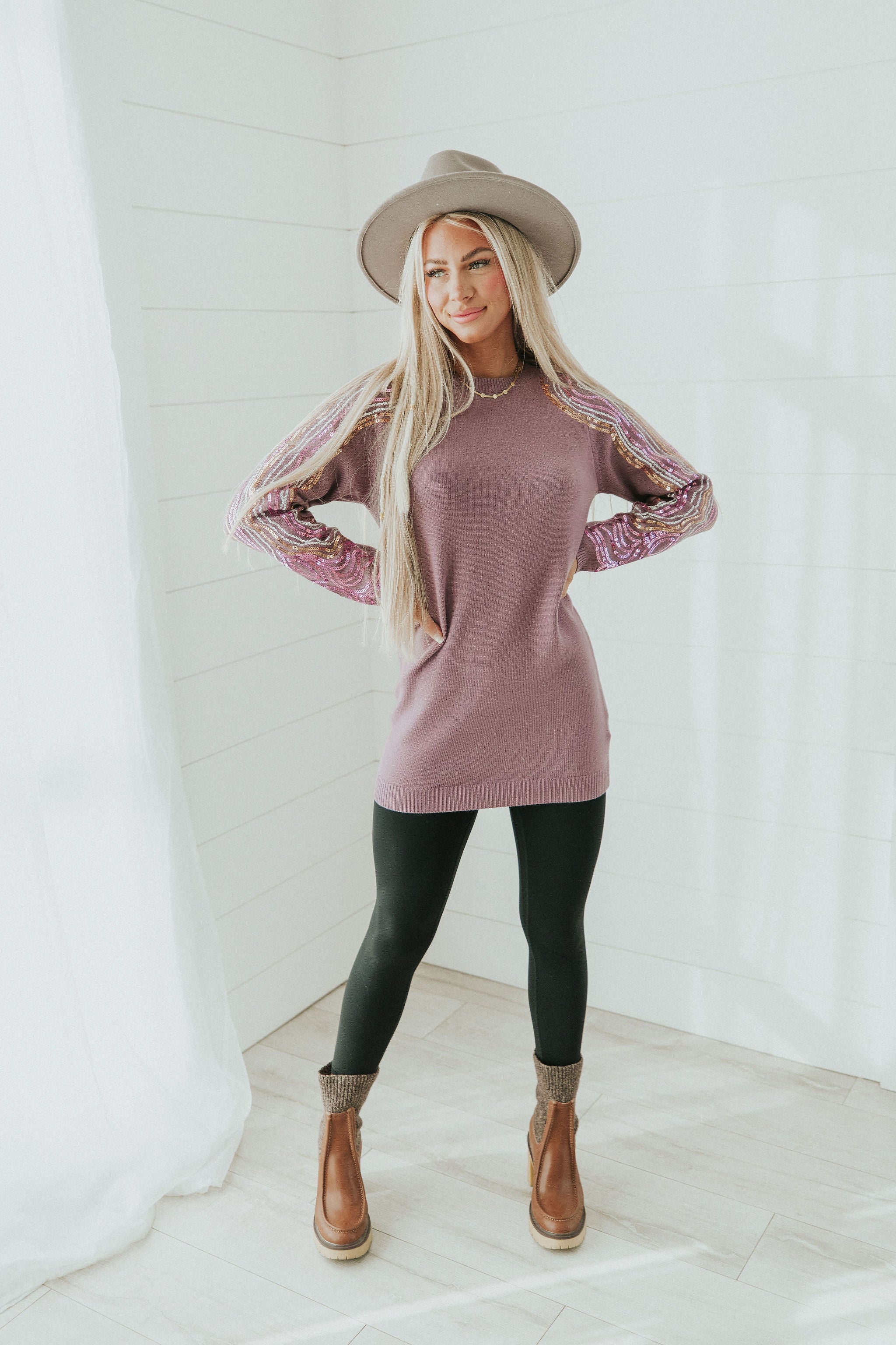 Walk On By Sequin Knit Tunic