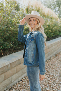 Happy Right Now Distressed Denim Jacket