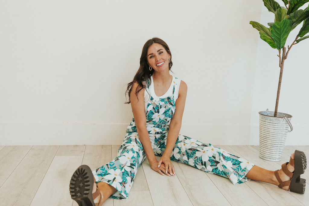No Surprise Here Floral Overalls