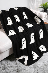 Reversible Ghost Patterned Throw Blanket- Black