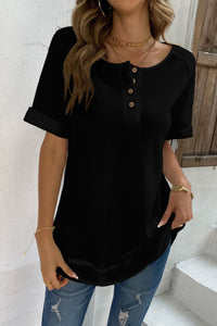 Cuffed Sleeve Henley Top