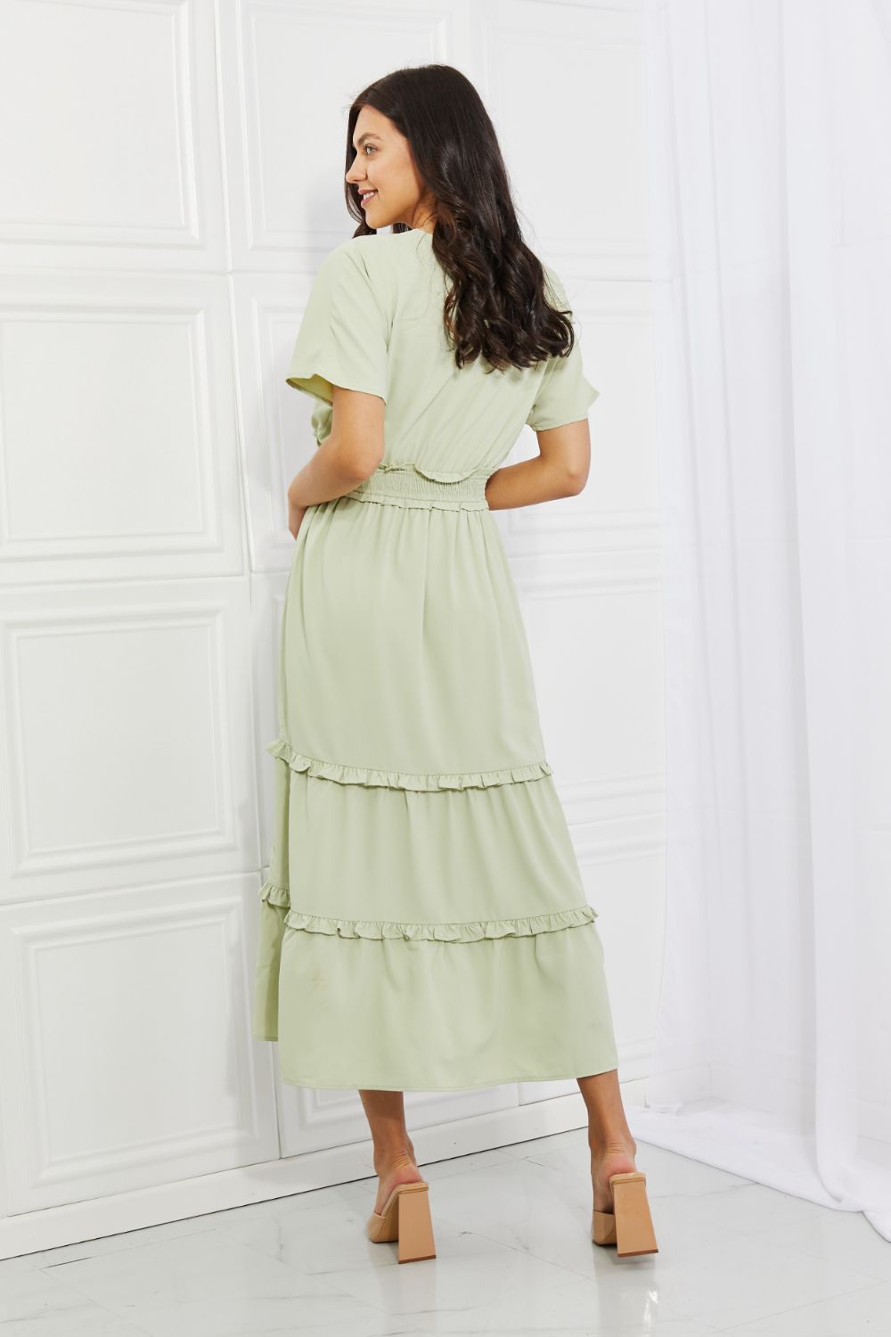 HEYSON Sweet Talk Kimono Sleeve Maxi Dress in Honeydew