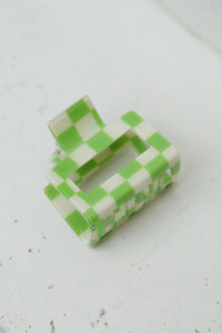 Checkered Claw Clip in Green