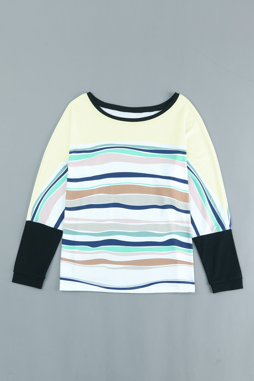 Striped Round Neck Long Sleeve Top