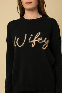 Gilli Full Size WIFEY Graphic Pullover Sweater