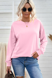 Drop Shoulder Ribbed Trim Sweatshirt