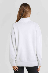 Half Snap Drop Shoulder Long Sleeve Sweatshirt