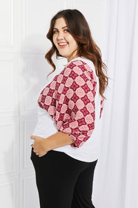 Petal Dew Begin Again Full Size Printed Sleeve Top