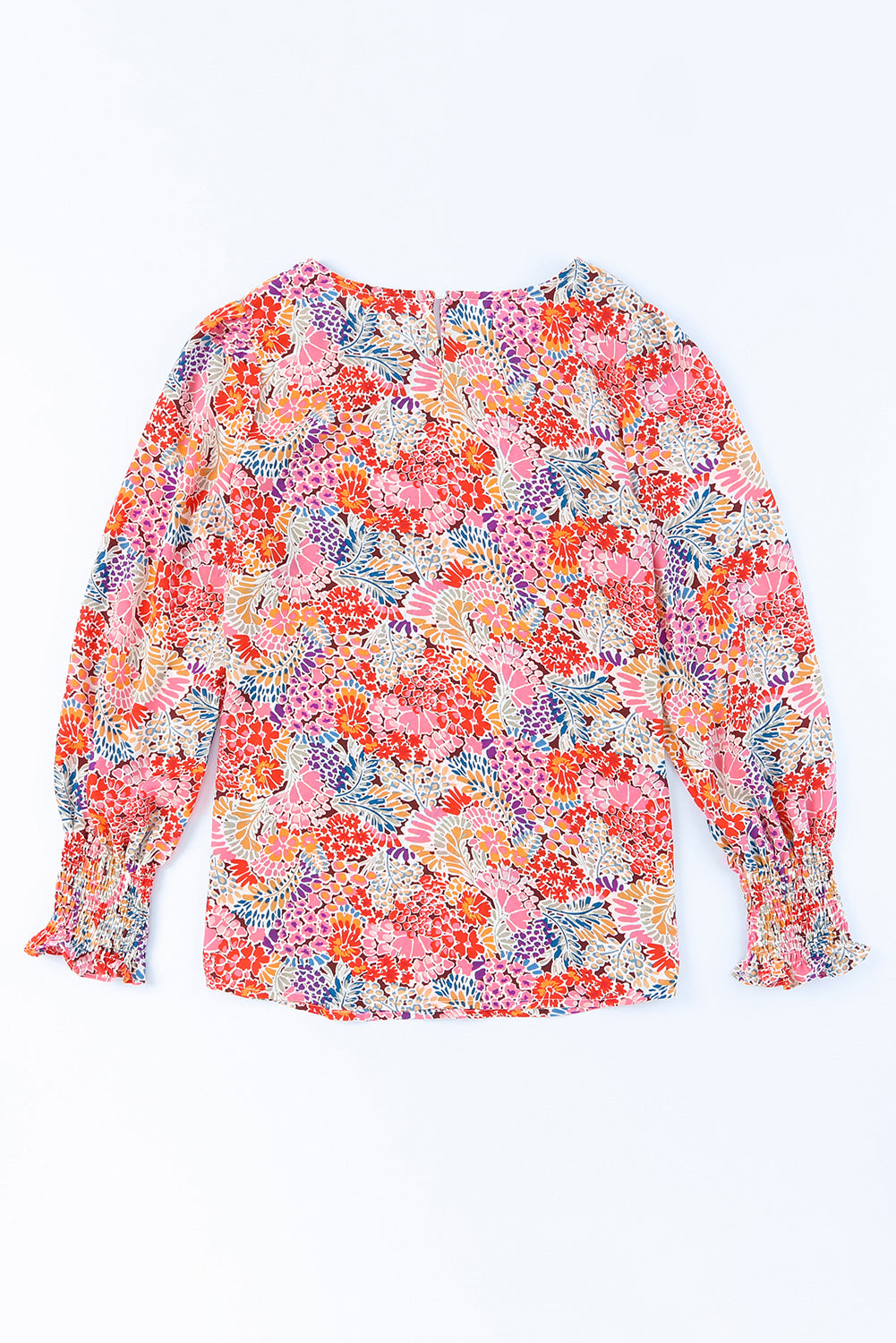 Floral Print Long Puff Sleeve Blouse