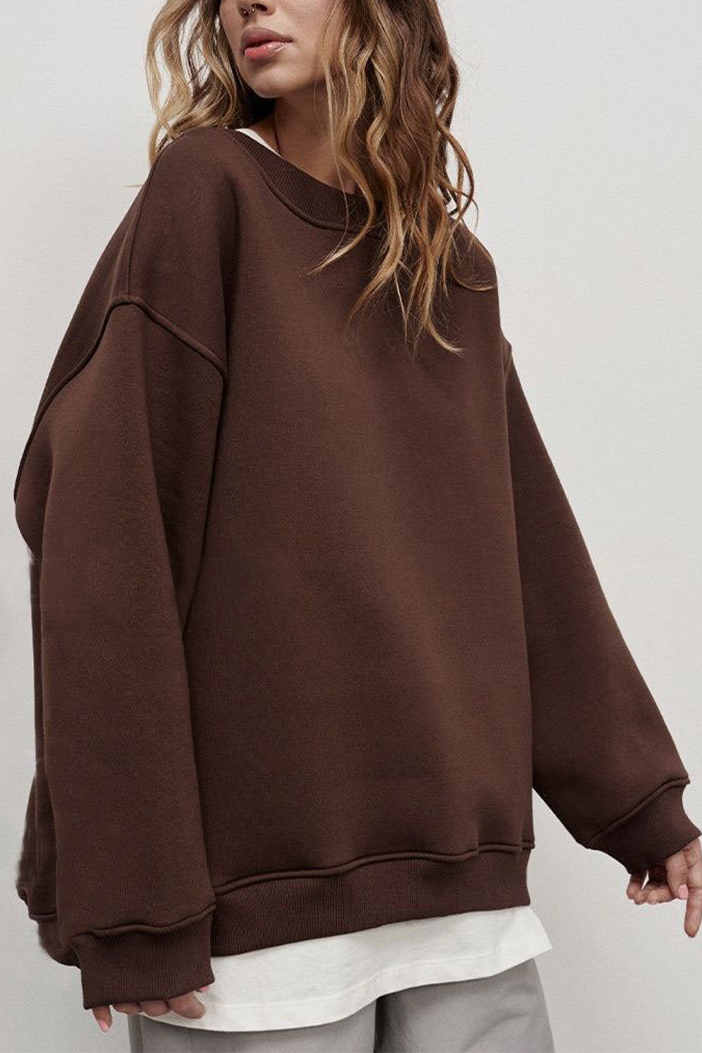 Round Neck Dropped Shoulder Sweatshirt