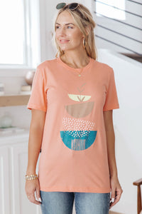 Abstract Graphic Tee in Peach