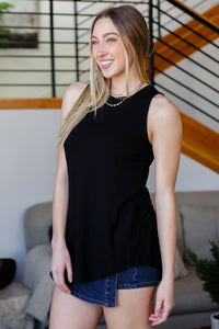 Can't Wait For Spring Hi-Low Sleeveless Top in Black