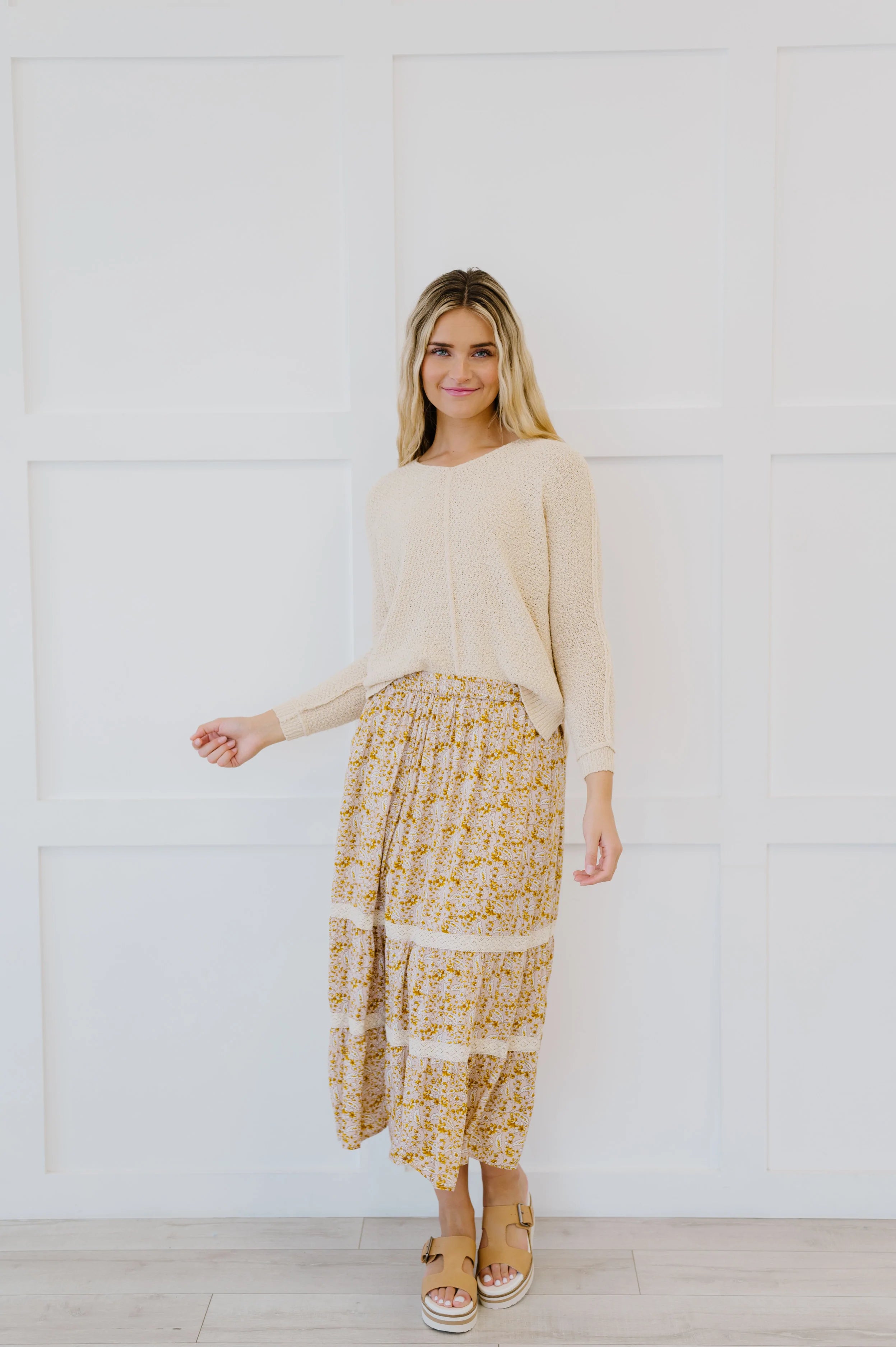 Cover Me In Florals Midi Skirt