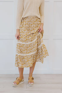 Cover Me In Florals Midi Skirt