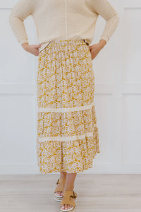Cover Me In Florals Midi Skirt