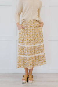 Cover Me In Florals Midi Skirt
