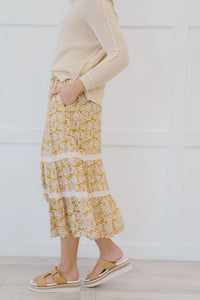 Cover Me In Florals Midi Skirt