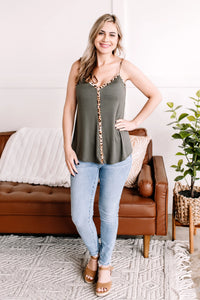 A Touch Of Leopard Cami In Olive Green