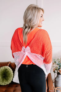 A Sherbet Colorblock Twist Back Sweater