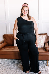 A Timeless Classic One Shoulder Jumpsuit In Black