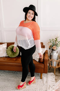 A Sherbet Colorblock Twist Back Sweater