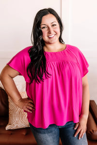 A Bright Spot Smocked Top In Hibiscus