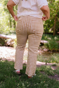 Pretty Babe Checkered Pants- Mustard Plus