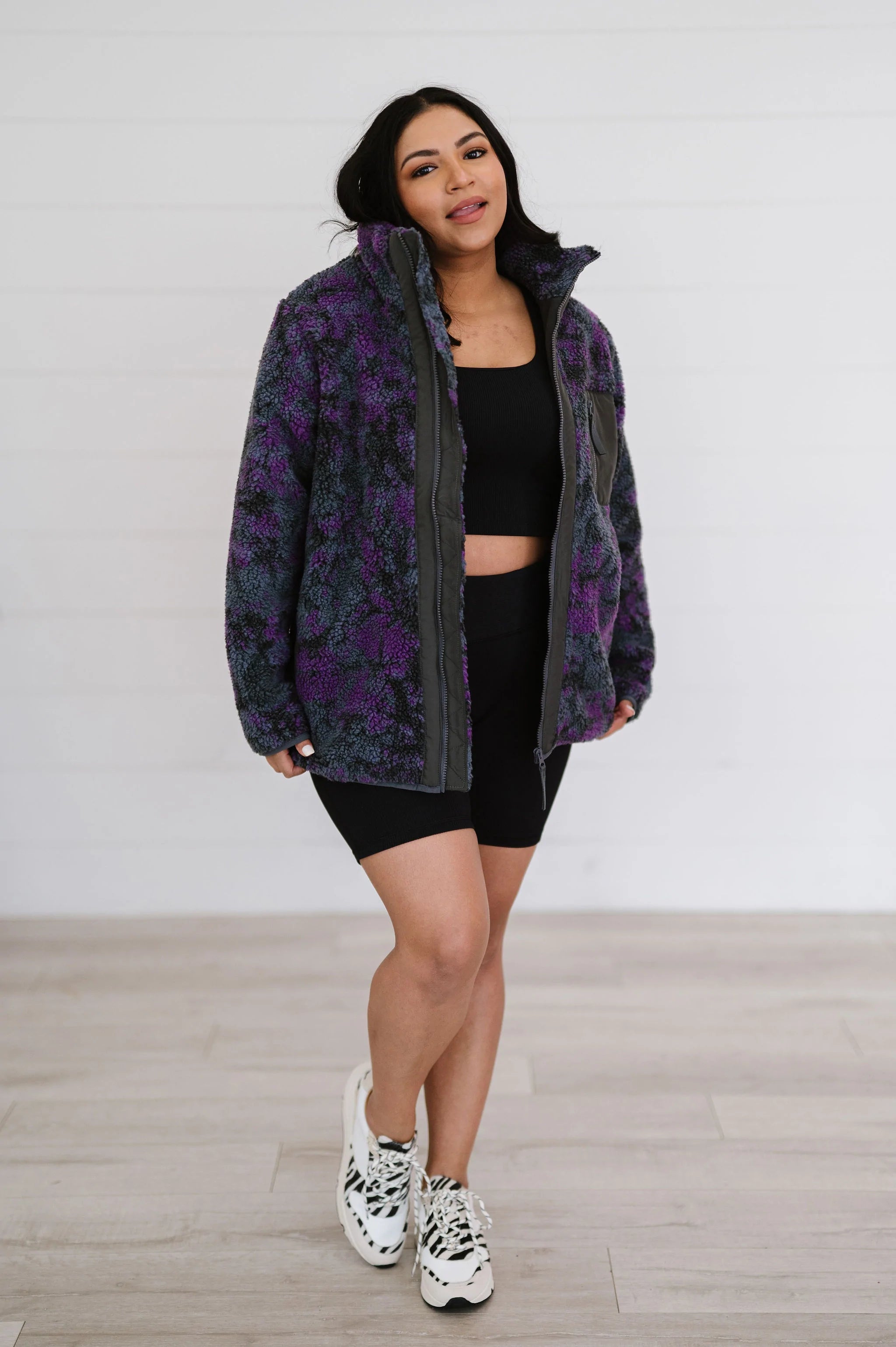 Take A Look Tie Dye Sherpa Jacket