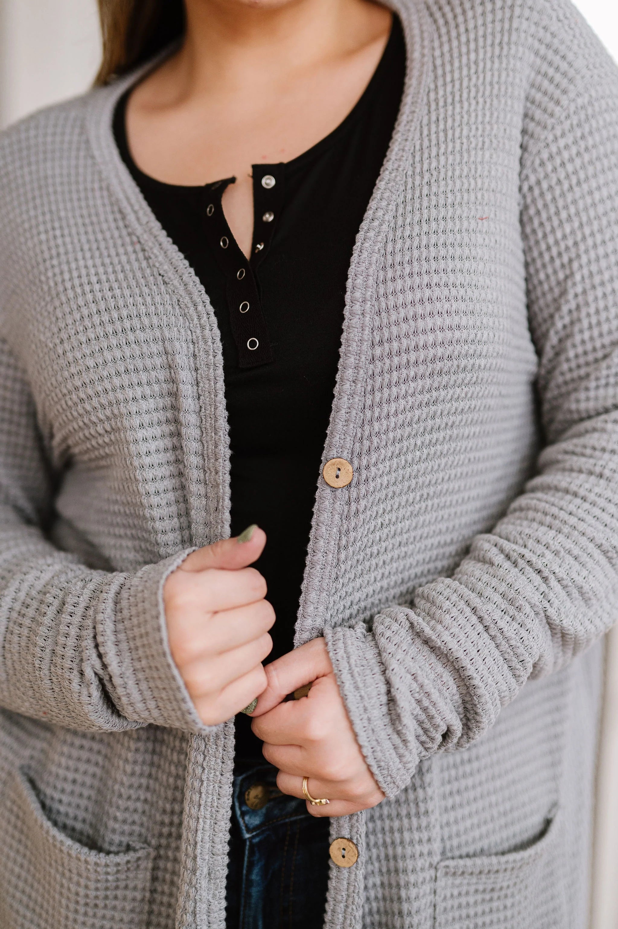 What You See Cardigan- Gray