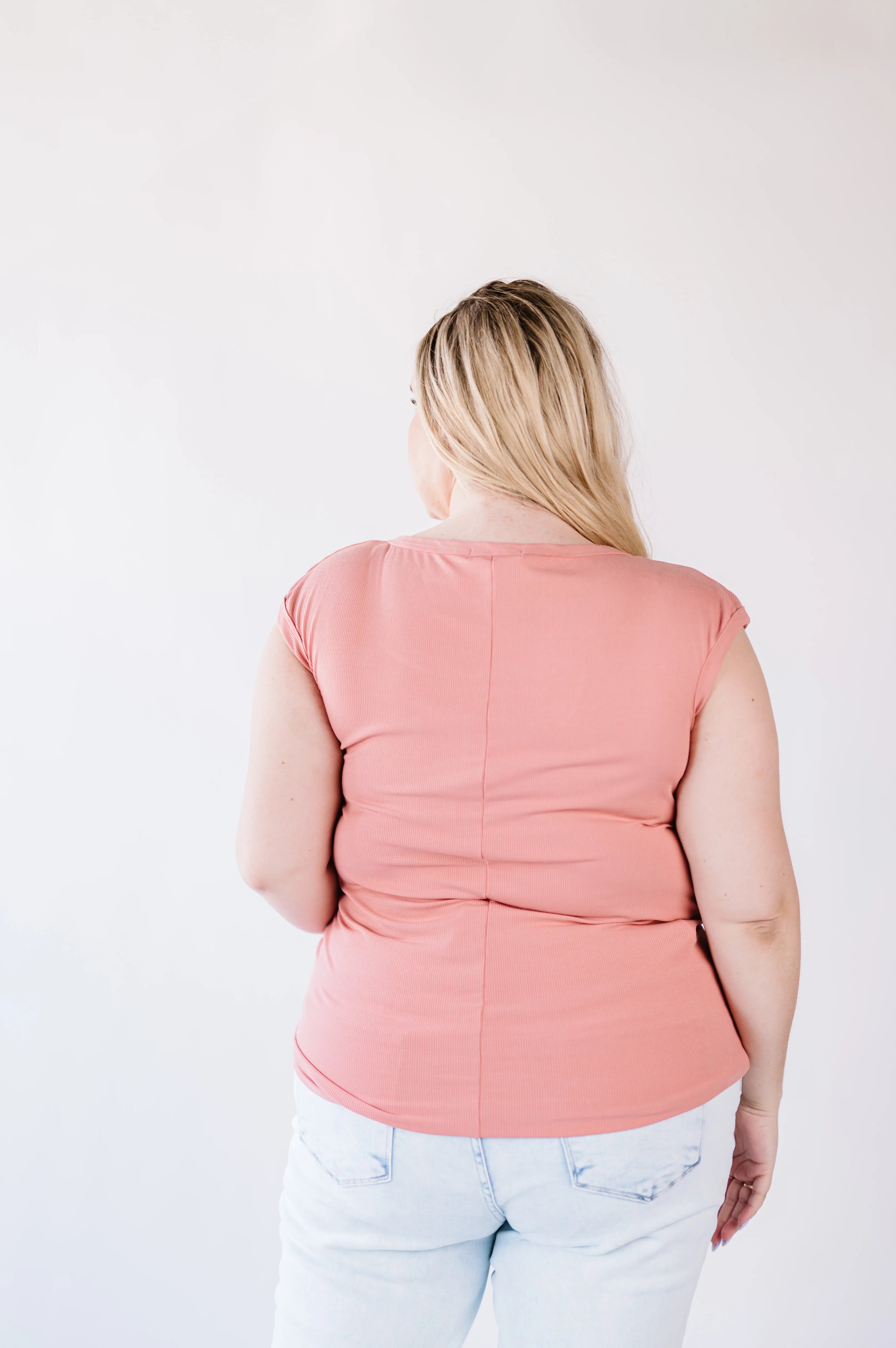 Lucy Ribbed Henley Top - Pink