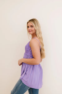 In The Spotlight Crocheted Cami- Purple