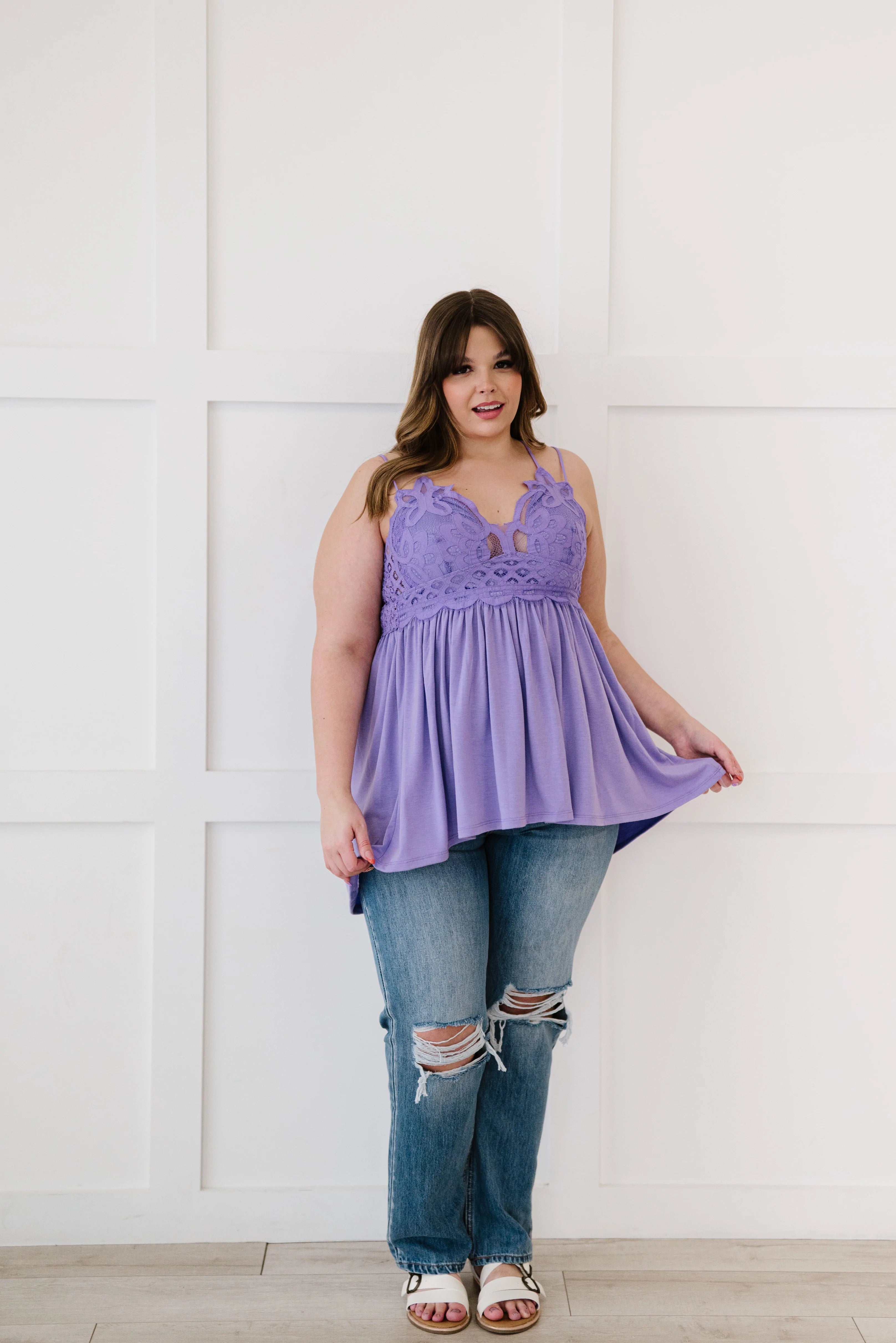 In The Spotlight Crocheted Cami- Purple
