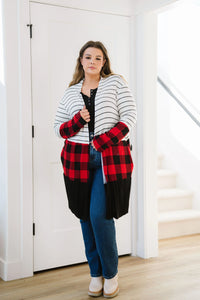Run Wild Contrast Cardigan- Red