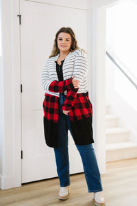 Run Wild Contrast Cardigan- Red