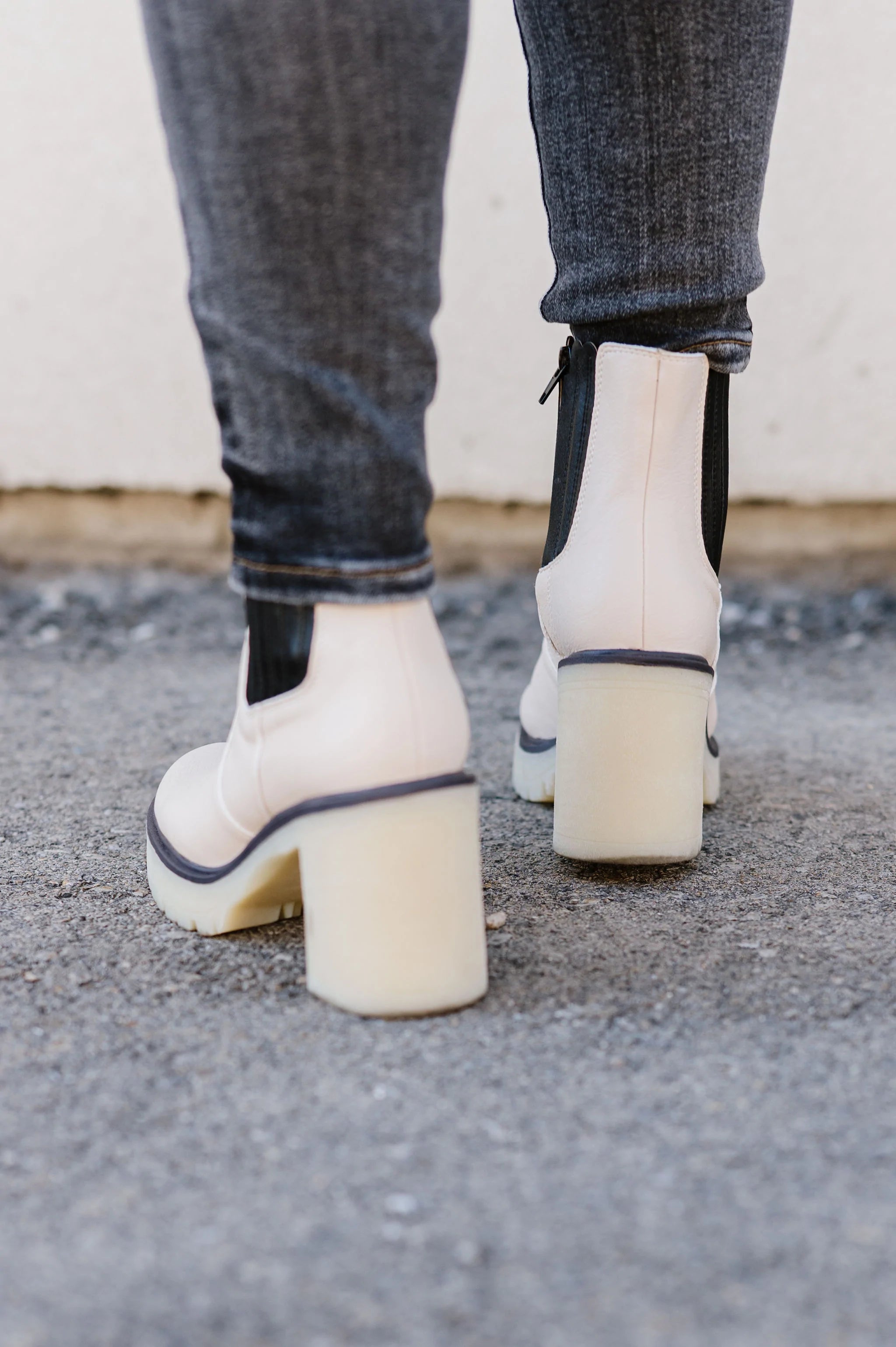 Anastasia Paneled Boot Beige/Black