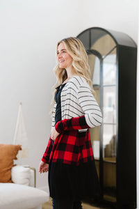 Run Wild Contrast Cardigan- Red