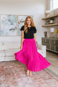 Just Too Hot Midi Skirt in Hot Pink