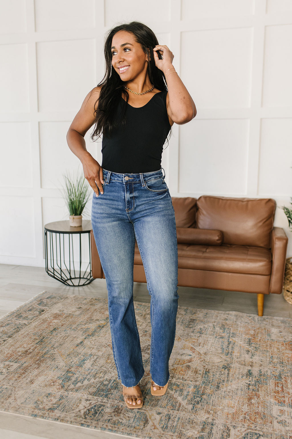 Layla High Rise Raw Hem Flare Jeans