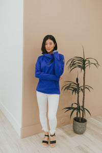 Get Together Classic Zip Cowl Sweatshirt - Royal Blue