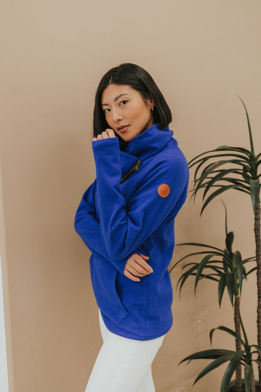 Get Together Classic Zip Cowl Sweatshirt - Royal Blue