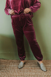 Cozy And Content Velvet Joggers