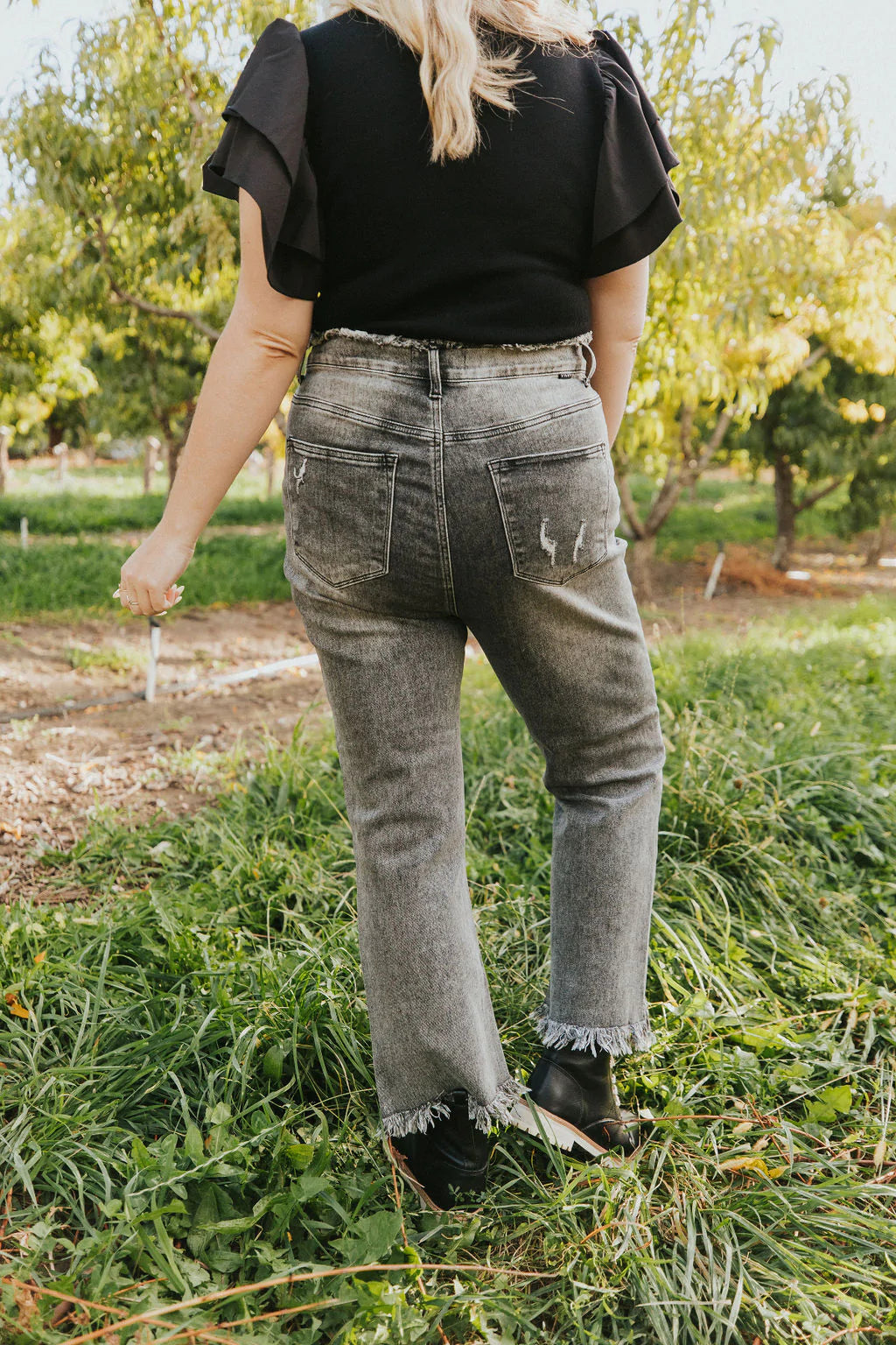 Hey Lovely Fringe Hem Distressed Jeans