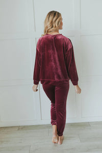 Cozy And Content Velvet Joggers