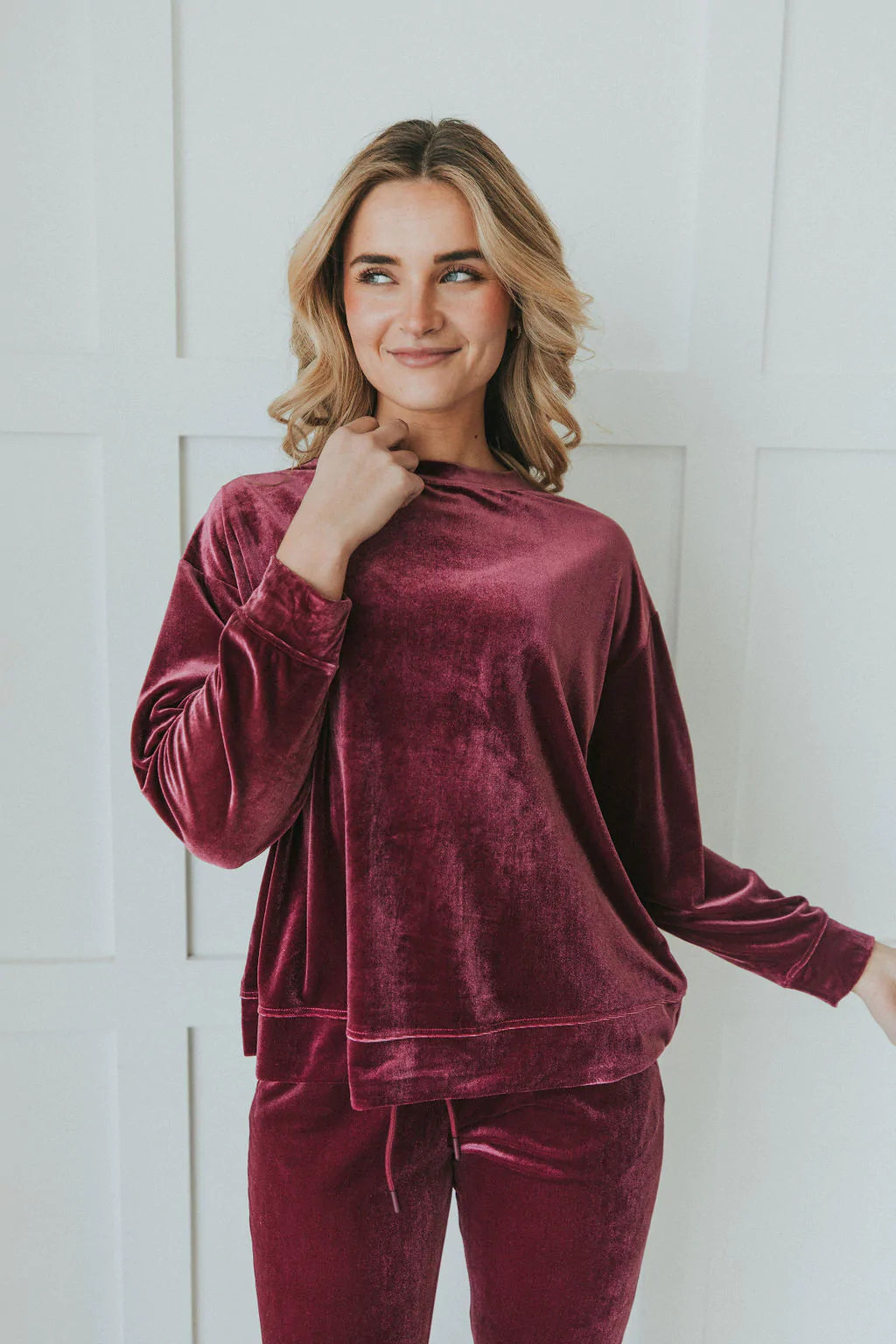Cozy And Content Velvet Top