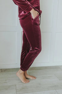 Cozy And Content Velvet Joggers