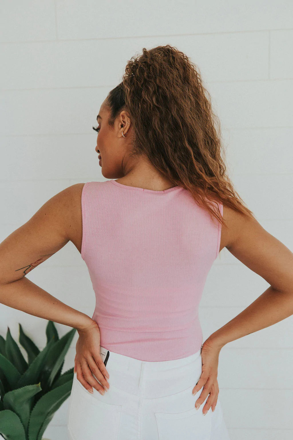 Wild Romance Ribbed Bodysuit- Pink