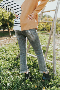 Hey Lovely Fringe Hem Distressed Jeans