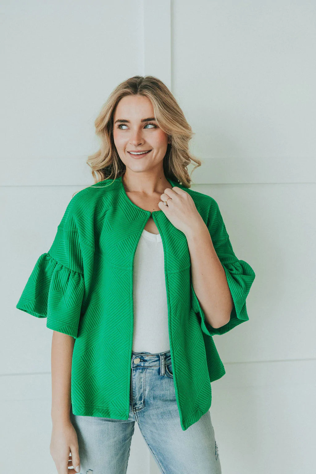 City Streets Ruffle Sleeve Jacket