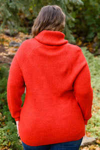 Steady Pace Roll Neck Sweater In Red